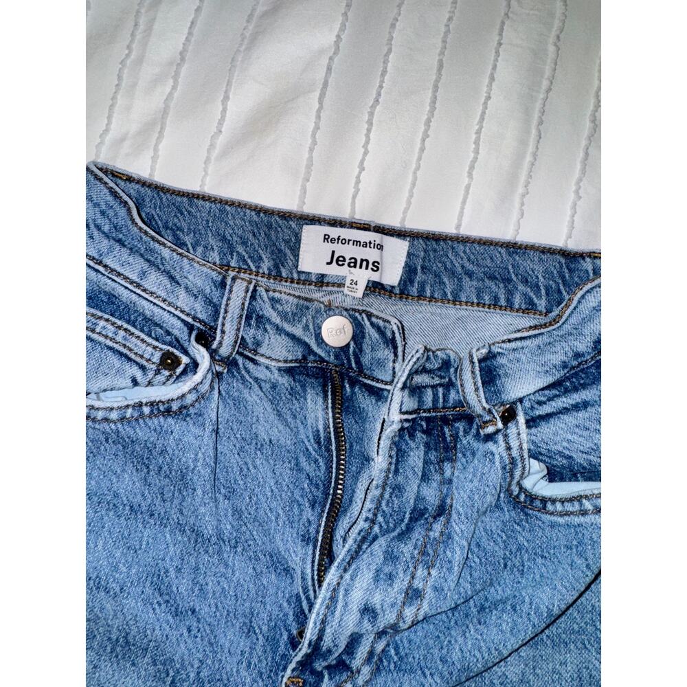 Reformation Lisa High Rise Straight Leg Jeans 24 Organic Cotton Sustainable Eco - Picture 3 of 15